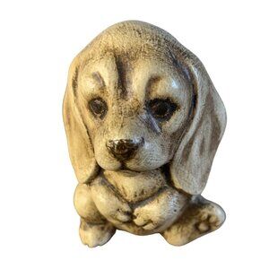 Vintage Ceramic Puppy Dog Figurine 2.5" Brown Rustic Adorable Decor Collectible